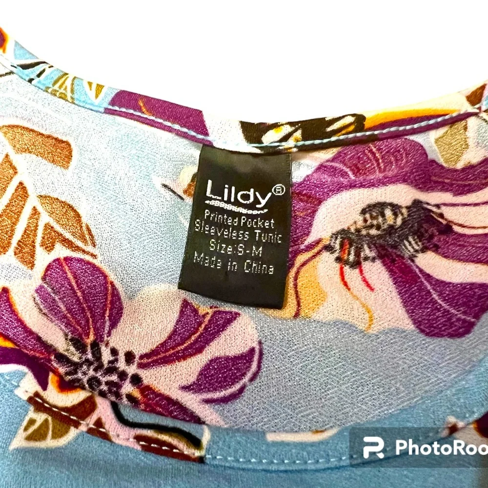 NWOT💙Lildy ~Women’s Printed Pocket Sleeveless Tunic~Size:S-M - Picture 8 of 9